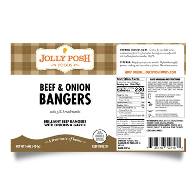 Beef & Onion Bangers: 1lb