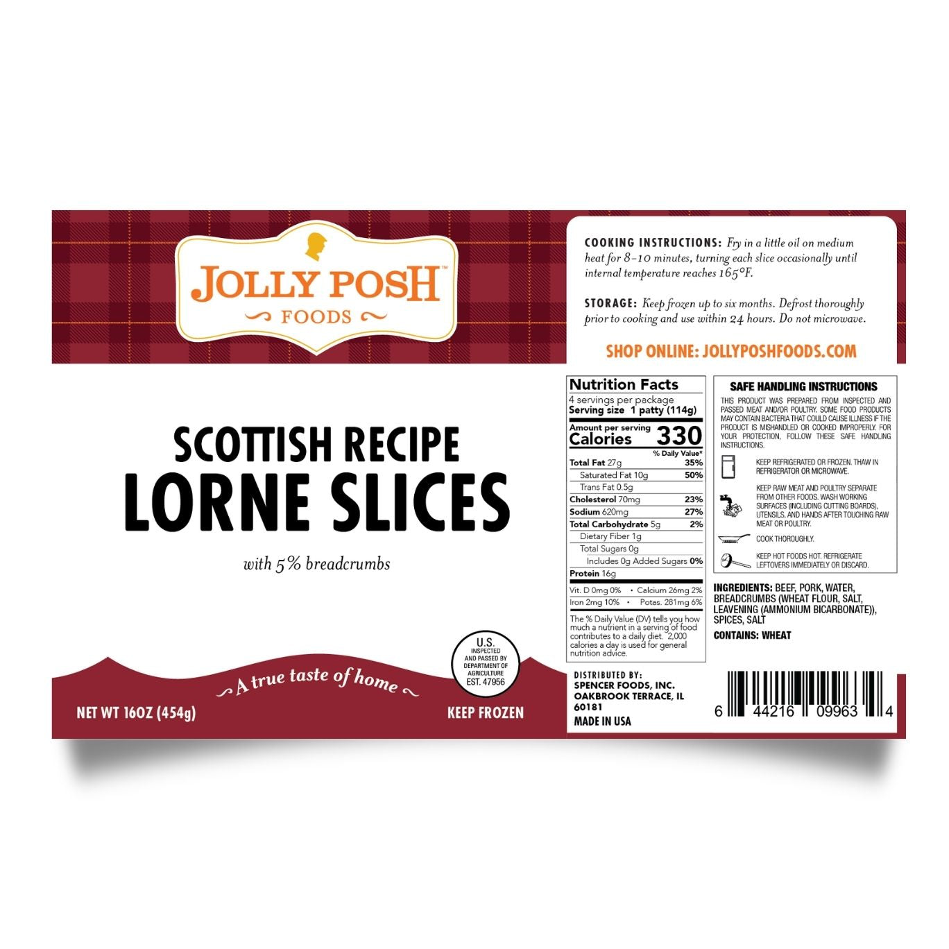 Scottish Lorne Sausage: 1lb (4 Slices)
