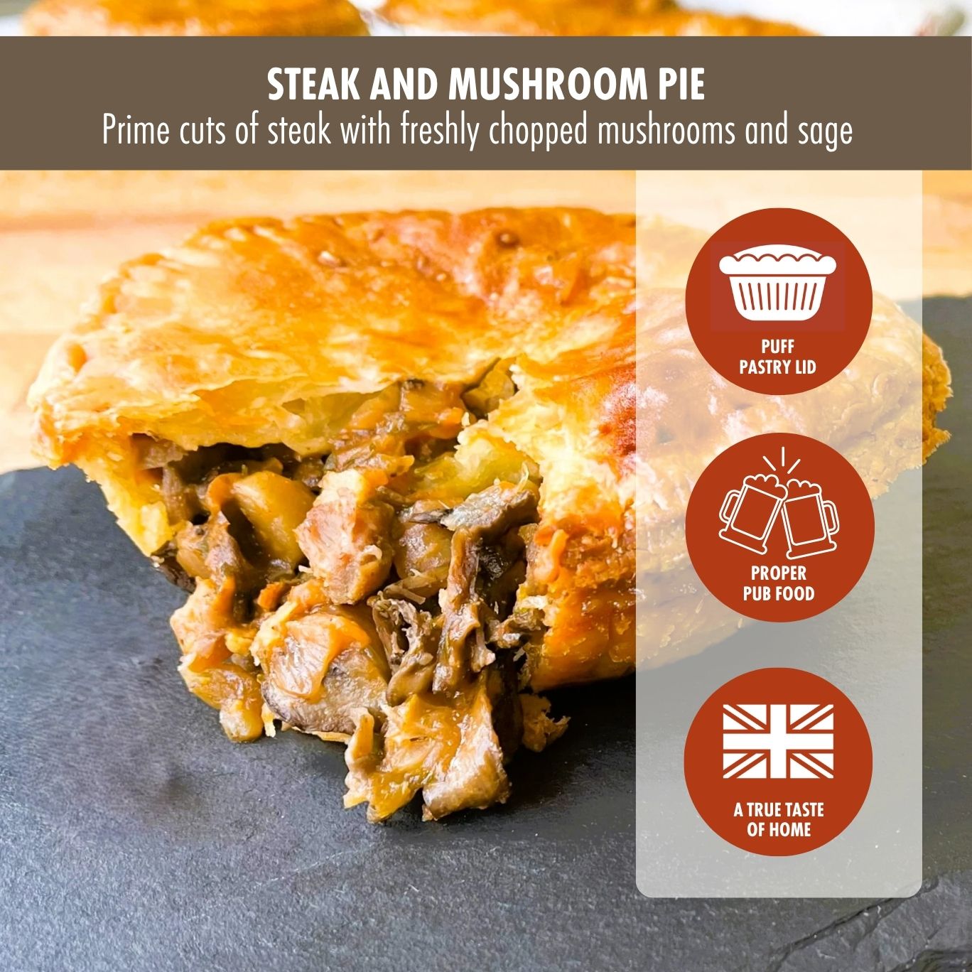 Jolly Posh Steak & Mushroom Pie: 10oz