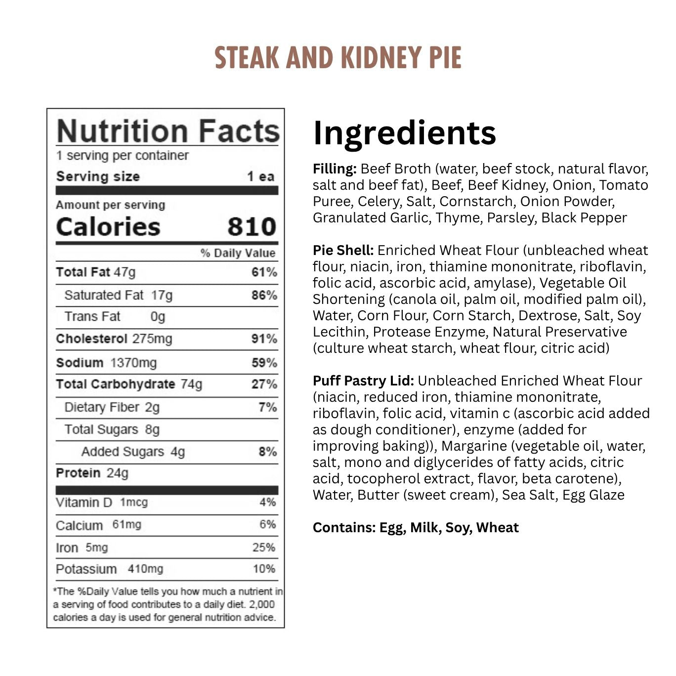 Jolly Posh Steak & Kidney Pie: 10oz