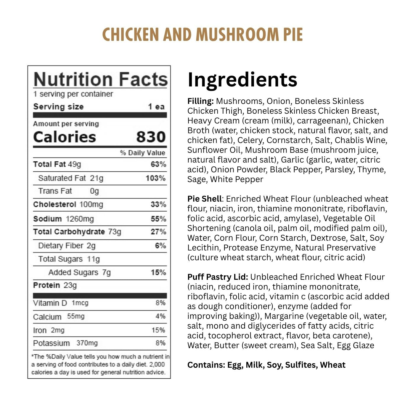 Jolly Posh Chicken & Mushroom Pie: 10oz