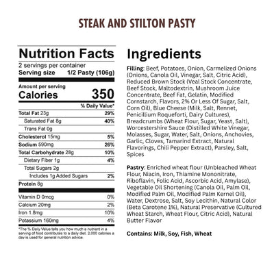 Jolly Posh Steak & Stilton Pasty: 8oz