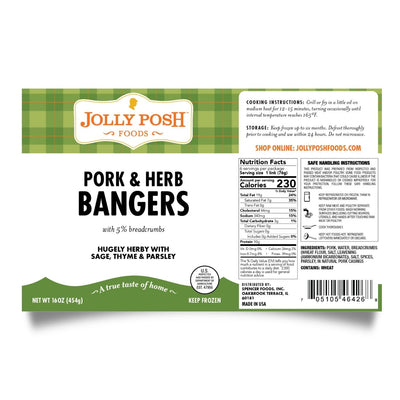 Pork & Herb Bangers: 1lb