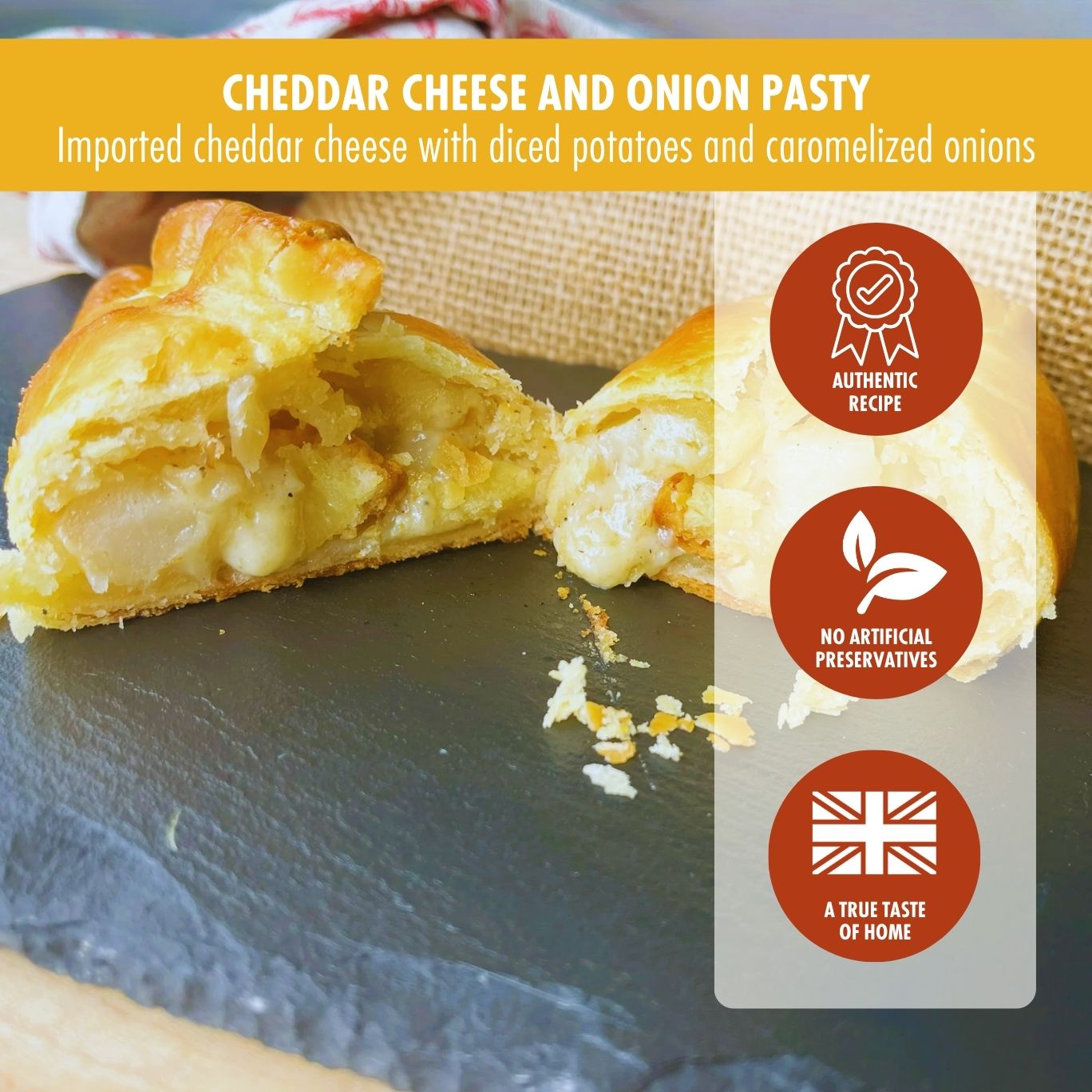 Jolly Posh Cheddar Cheese & Caramelised Onion Pasty: 8oz