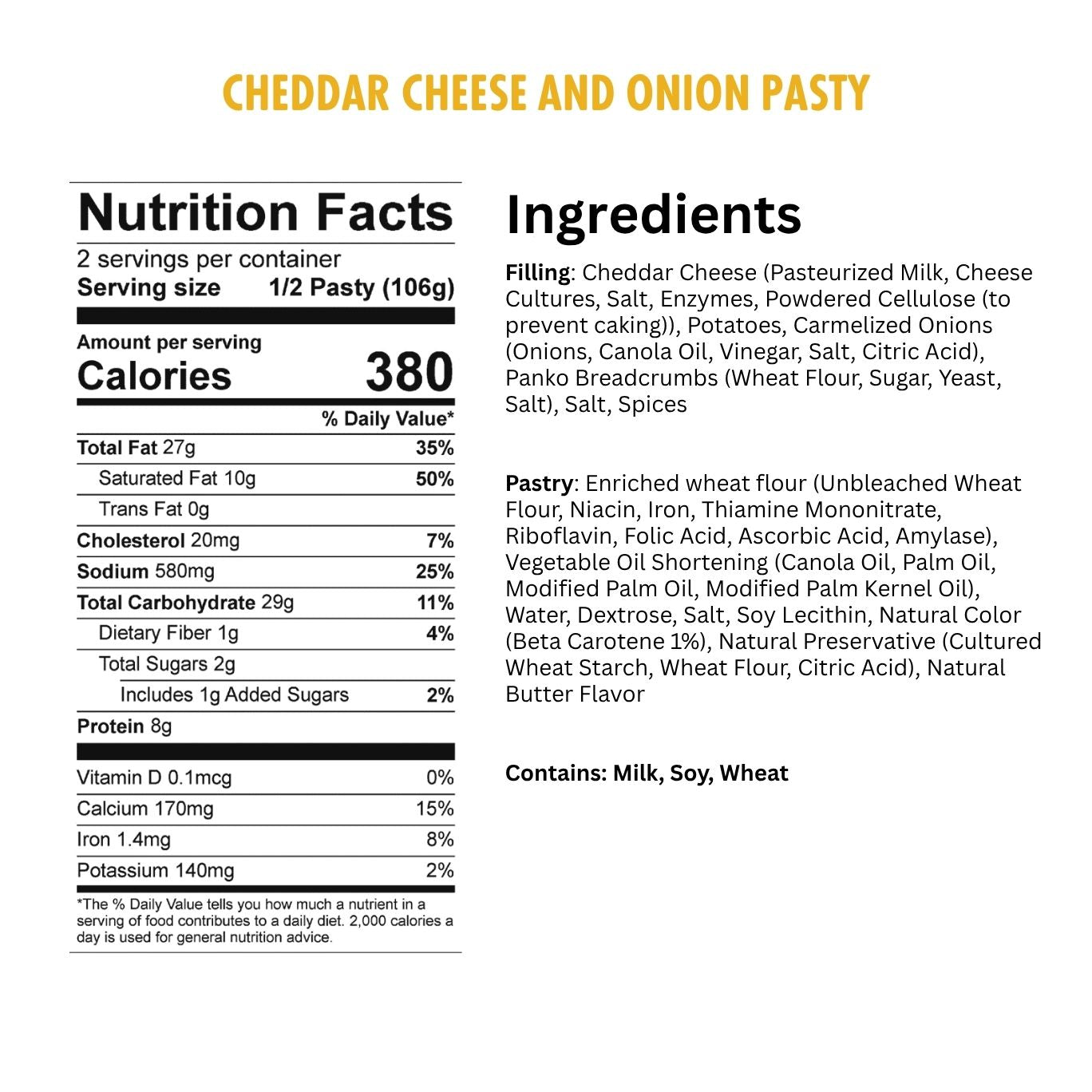 Jolly Posh Cheddar Cheese & Caramelised Onion Pasty: 8oz