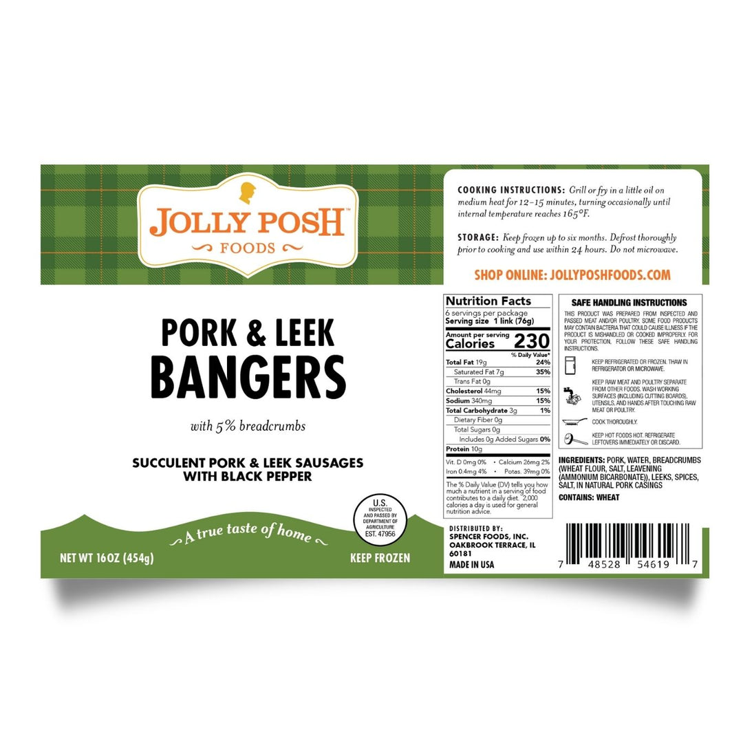 Pork & Leek Sausages | 1# British Butcher in The USA – Jolly Posh