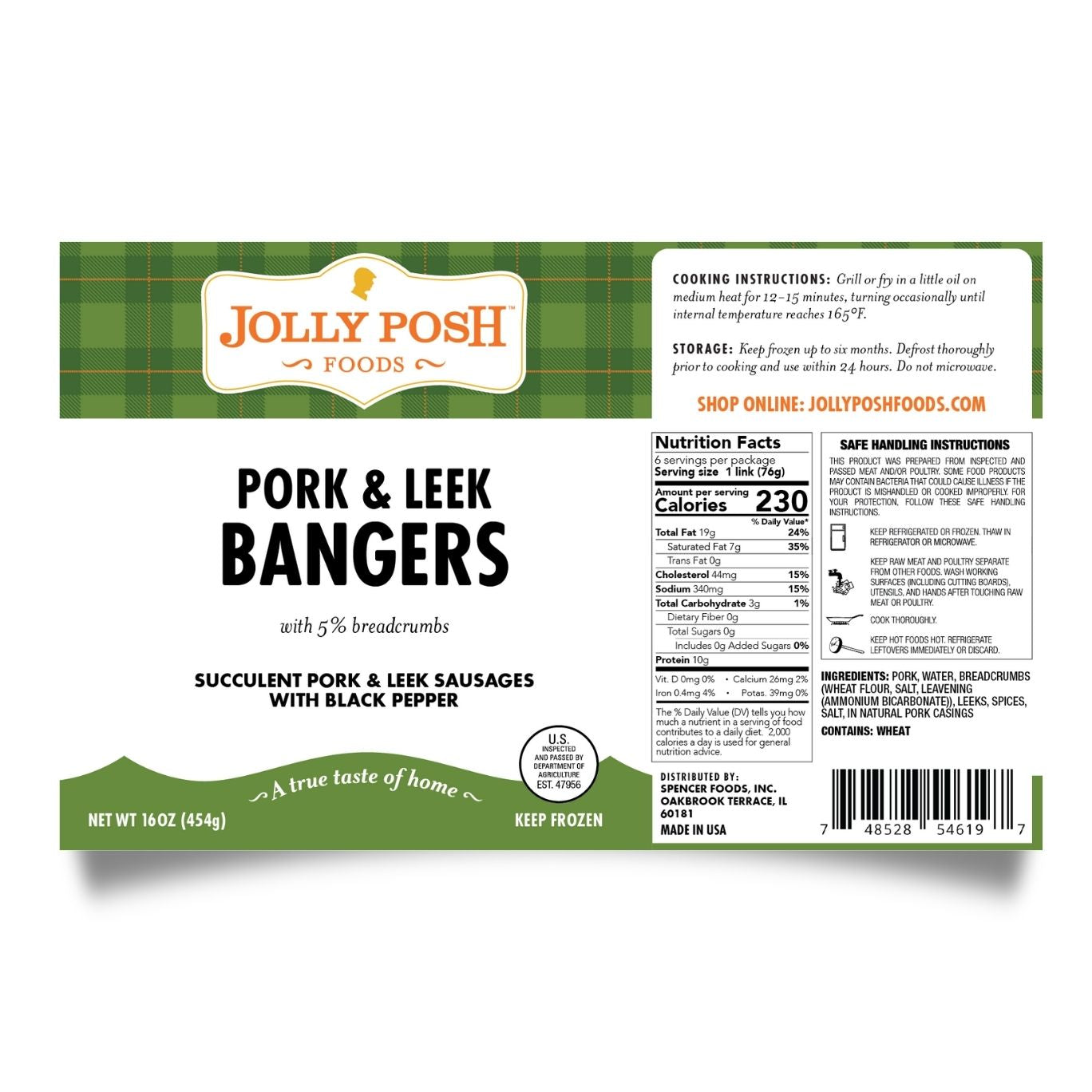Pork & Leek Bangers: 1lb