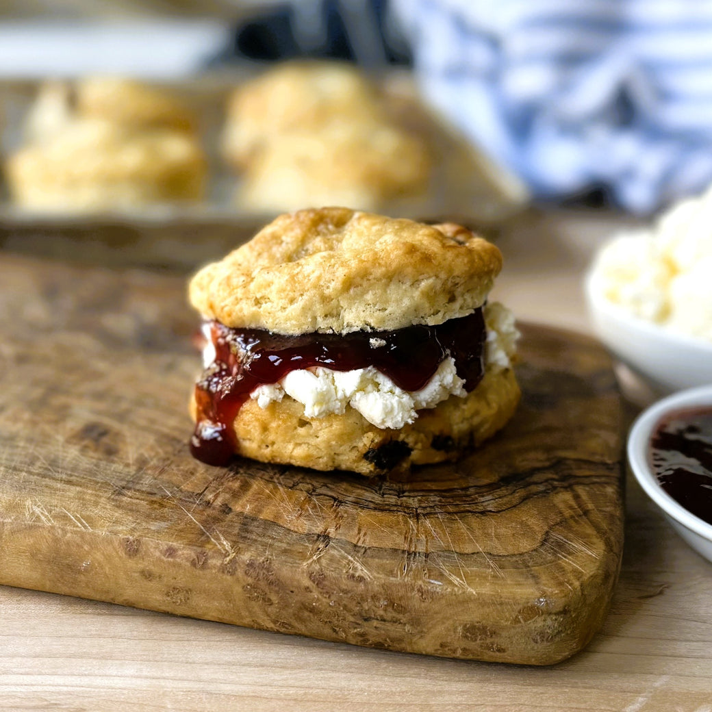 Scone with jam and cream